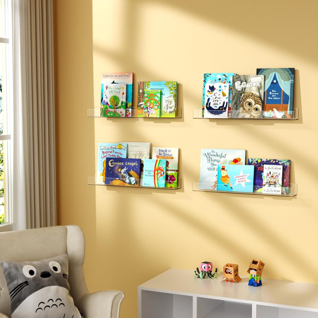 NIUBEE 36”Acrylic Floating Bookshelves for Kids Wall Shelves 2 Packs