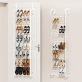 SWTYMIKI Over the Door Shoe Organizer - 8 Tier Wall Mount Shoe Rack for Door Storage- Heavy Duty Metal Hanging Shoes Shelf for Flats, Heels, Sneakers, Boots White