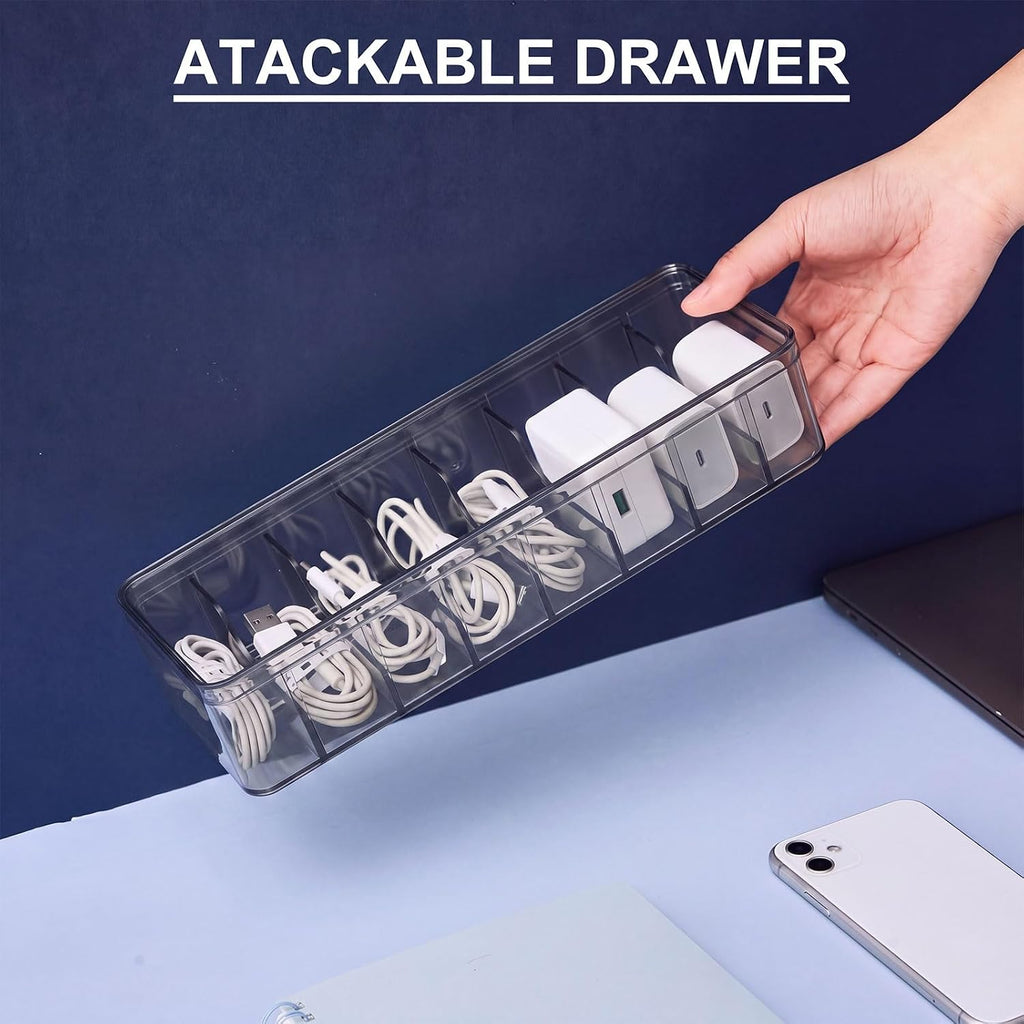 Tatuo Cord Organizer for Drawer Desktop, Gray, 1 Pack