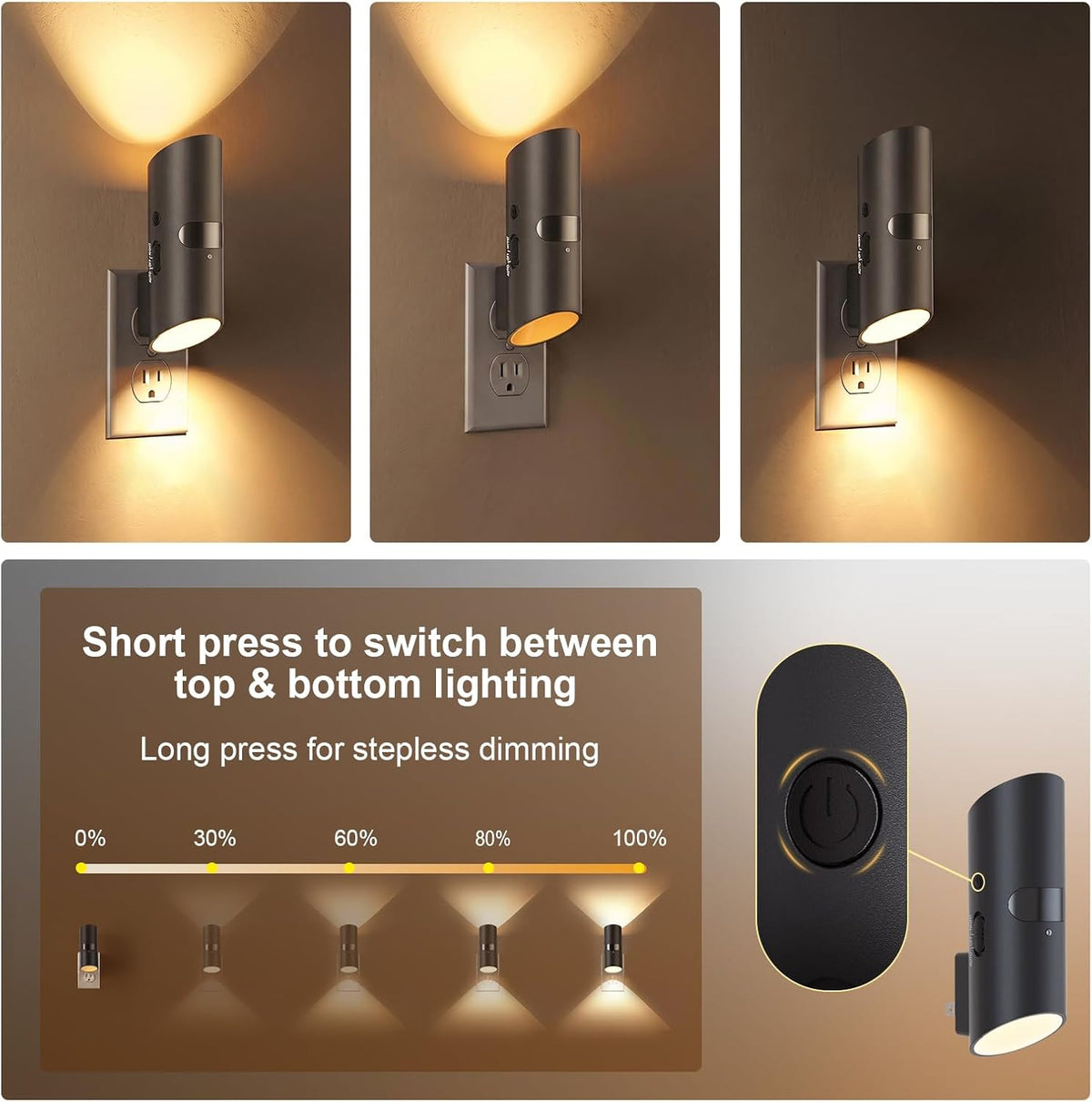 Dawnrise Plug in Night Lights with Power Failure, Multifunctional, 2 Pack