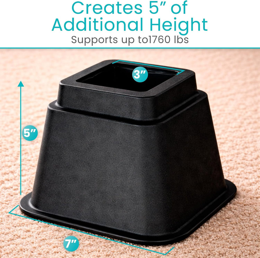 Vive Bed Risers Heavy Duty (4 Pack - 5 Inch) - Furniture Lifts Risers