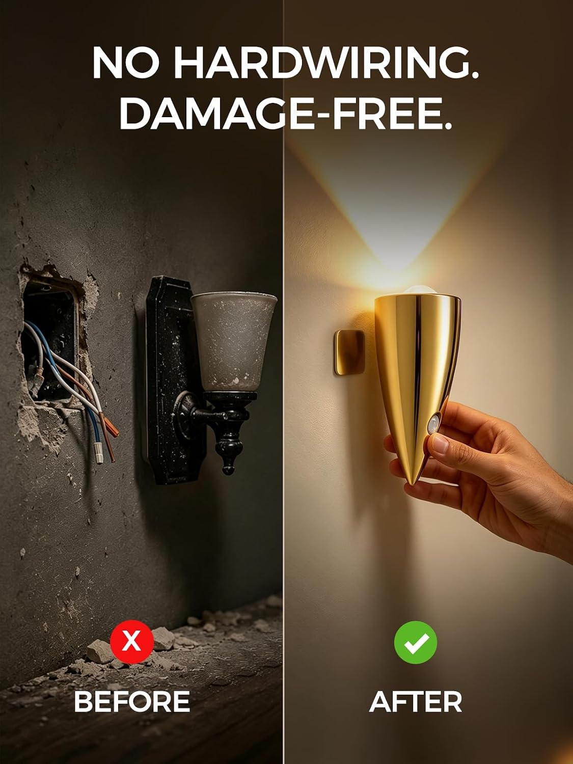 Motion Sensor Night Light Rechargeable: Magnetic Wall Mount for Hallway