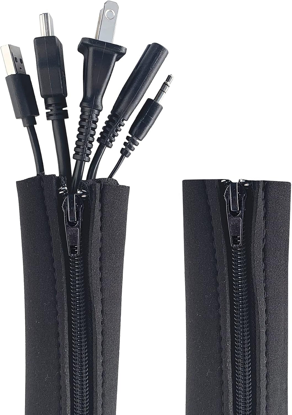 Wrap-It Storage Zipper Cable Sleeve, Black, 36", 2-Pack