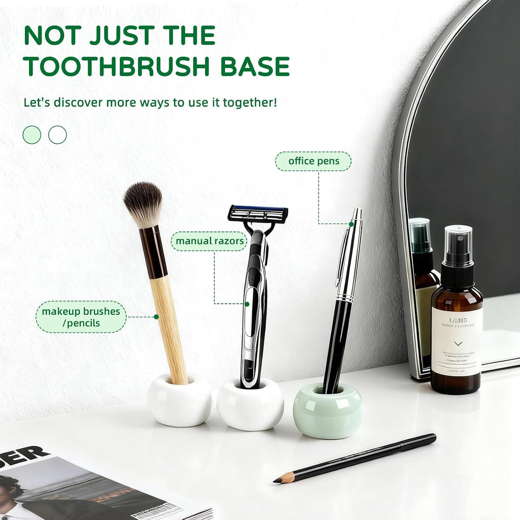 2Pcs Ceramic Toothbrush Holders for Bathrooms Countertop Toothbrush Holder Single Mini Toothbrush Holder Pen Holder Razor Holder Bathroom Tooth Brush Holder Toothbrush Stand