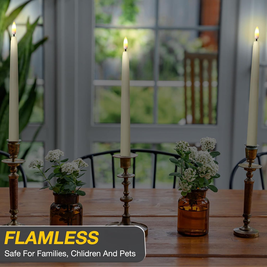 Reginary 48 Pcs Flameless Taper Candles with 4 Remote,Ivory,9.65 Inches