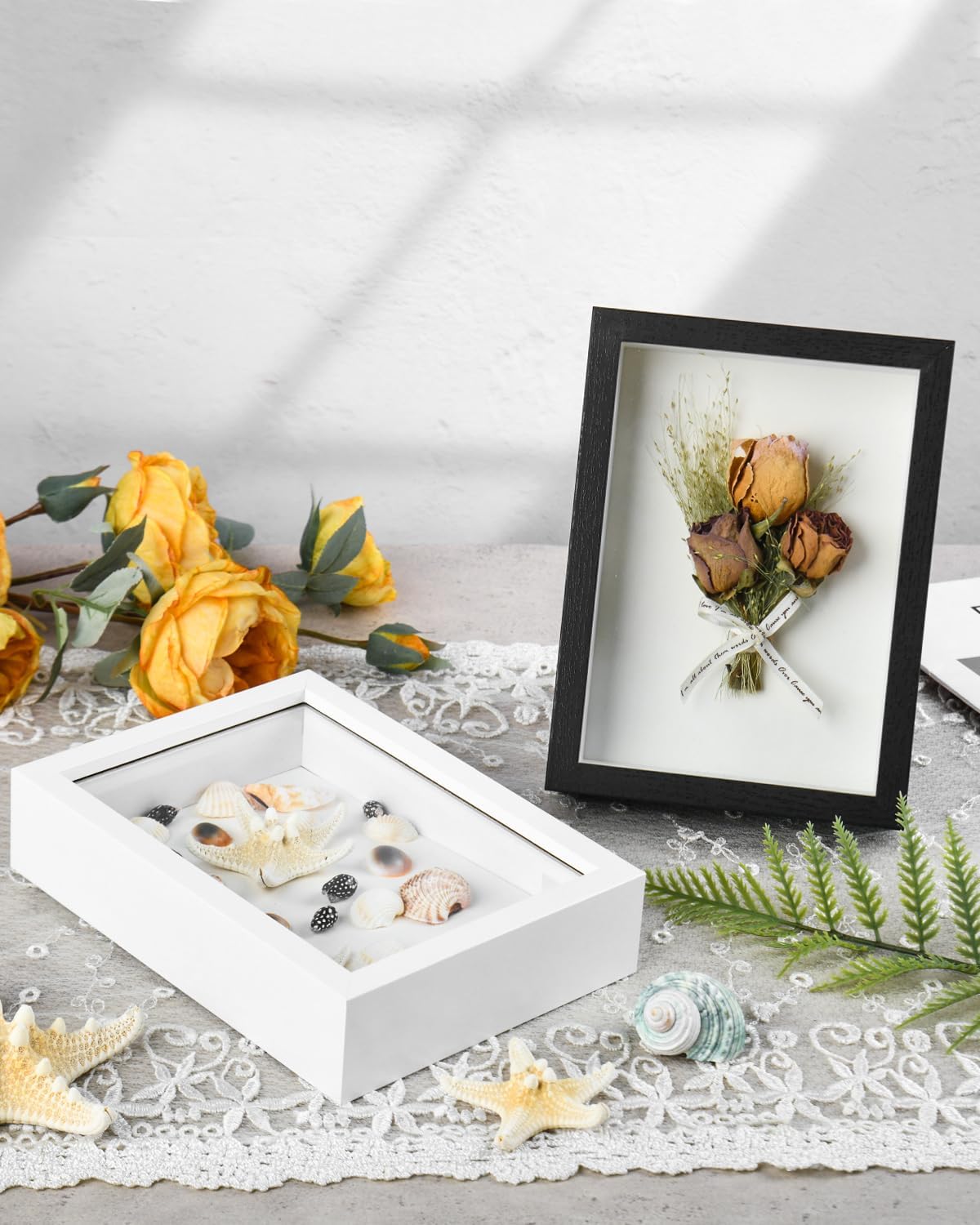 2 Pack 8x10 Shadow Box Frame with Plexiglass, White