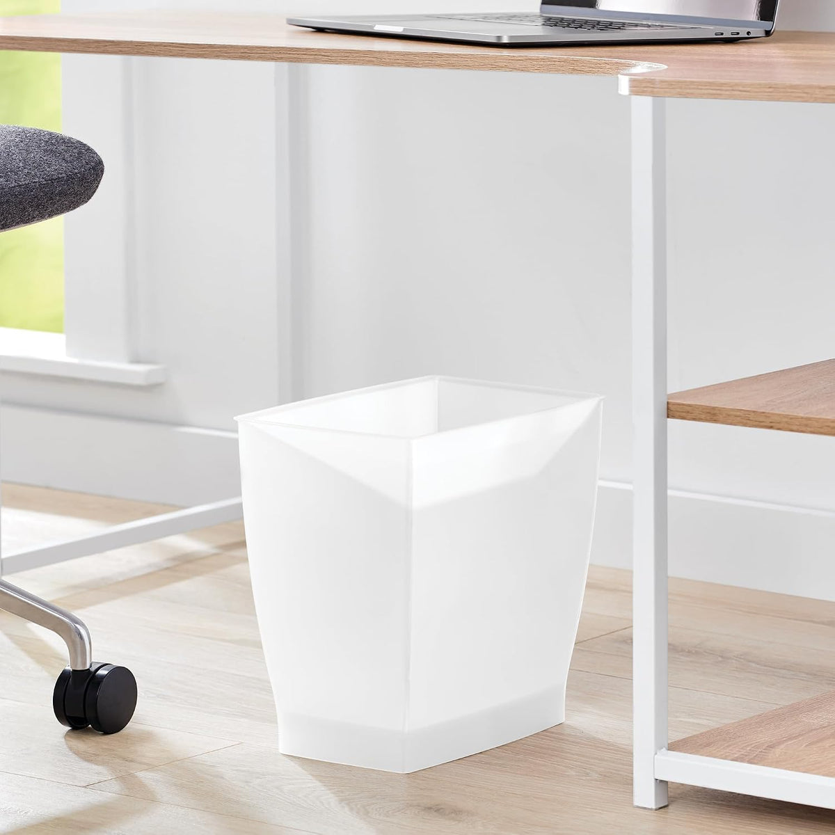 iDesign Small Plastic Bathroom Trash Can, Slim Rectangle, 2-Pack, Frost