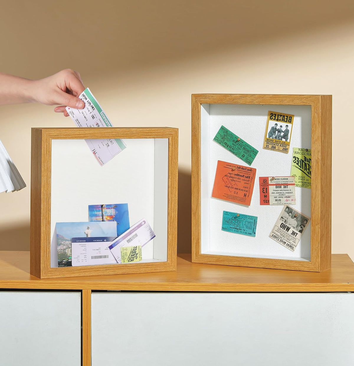 Travel Adventure Archive Shadow Box Frame with Slot, 8x8in Brown