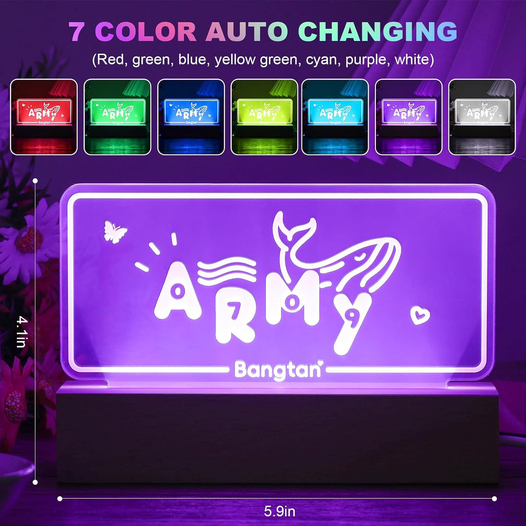 Armys Bangtan LED Night Light 7 Colors Adjustable Night Light Bedroom Decor