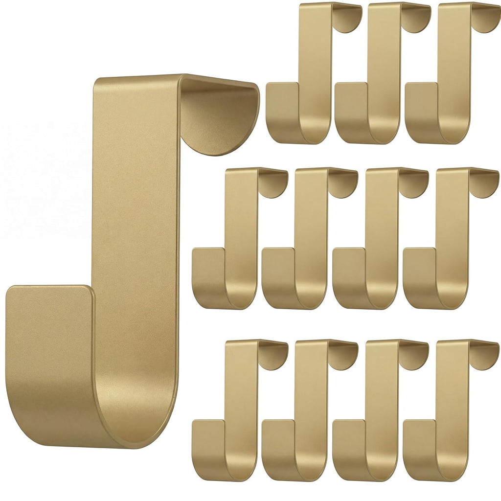 Hotop 12 Pcs Over Door Hooks for Hanging Metal Z Shaped 1 Inch, Gold