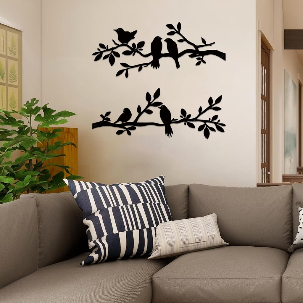 ESTART 2 Pcs Metal Birds Wall Art, Metal Vivid Birds Outdoor Wall Decor