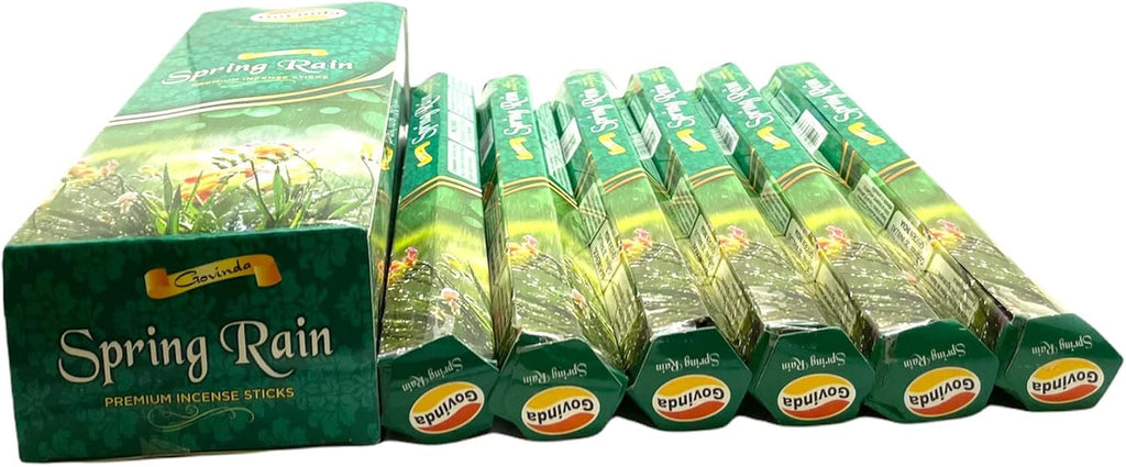 Govinda Incense - 120 Incense Sticks, Premium Incense, Masala Coated (Spring Rain)