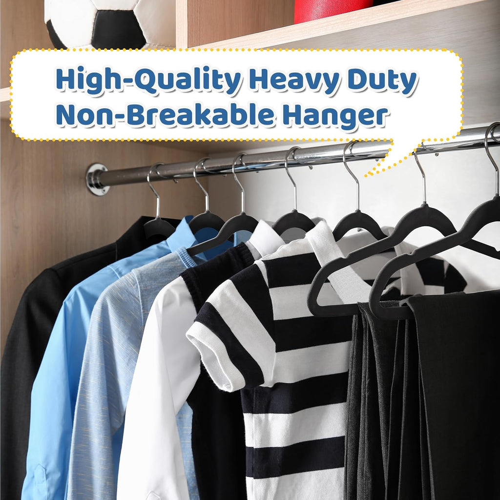 Smartor Premium 14 Inch Kids Hangers 50 Pack, Baby Velvet Hanger Non Slip