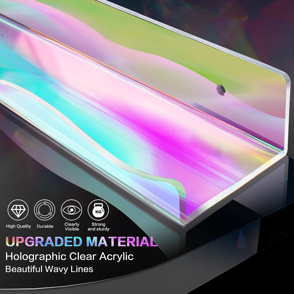 DILIBRA 6 Packs Iridescent Clear Acrylic Floating Shelves, 15.7 Inch Large