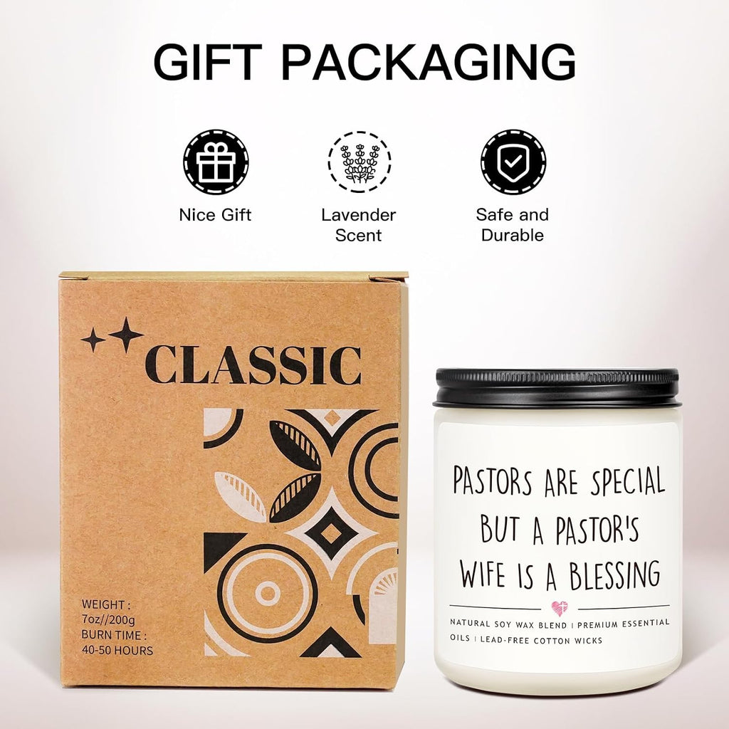 Pastors Wife Appreciation Gifts for Women, Lavender Scented Soy Wax Candle