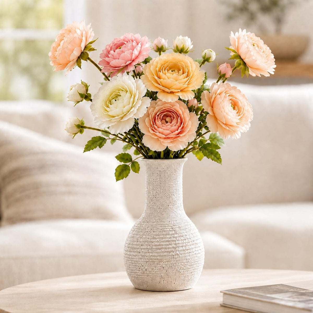 Nawaza Ceramic Flower Vase White Small Farmhouse Table Decor Vase V15