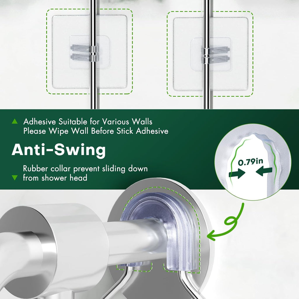 Sewulidon Stainless Steel Shower Caddy Hanging for Handheld Shower Heads,Rustproof Hose Shower Organizer Adjustable Length Shower Rack with 24 Hooks,Razor Holder,Soap Holder