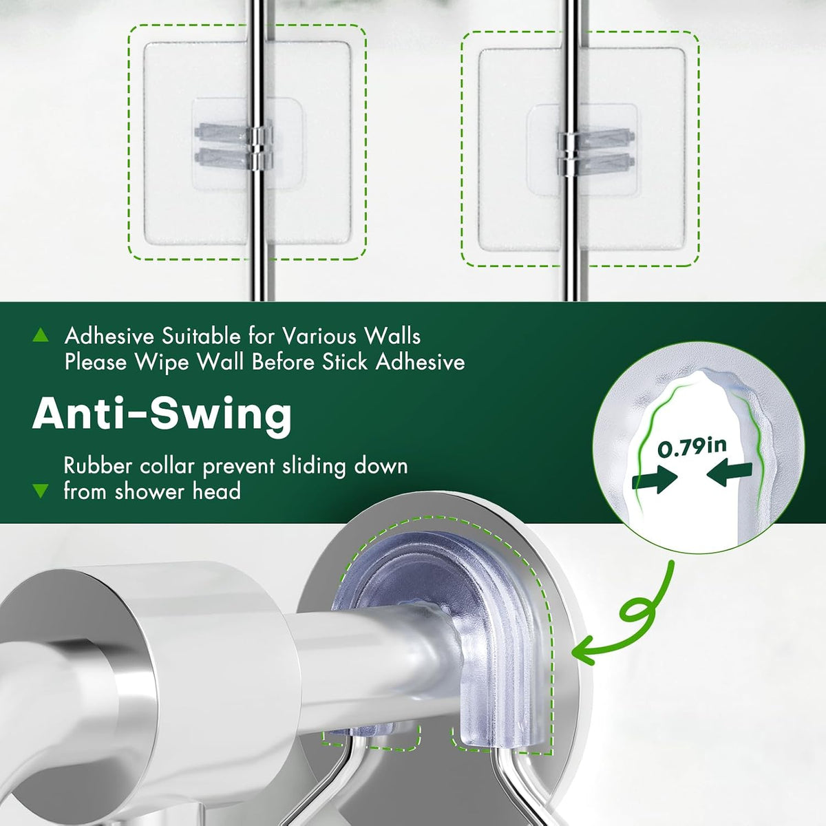 Sewulidon Stainless Steel Shower Caddy Hanging for Handheld Shower Heads,Rustproof Hose Shower Organizer Adjustable Length Shower Rack with 24 Hooks,Razor Holder,Soap Holder