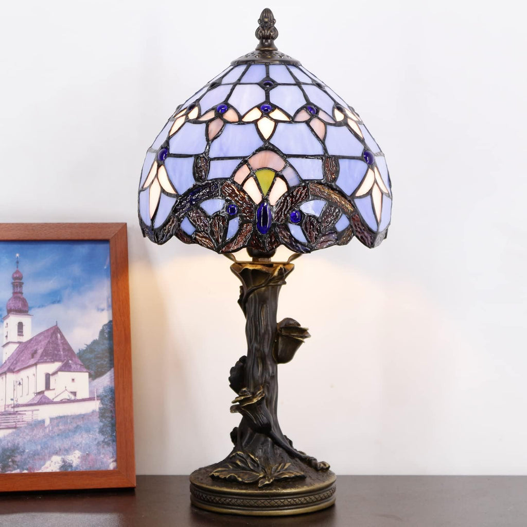 Small Tiffany Lamp Stained Glass Table Lamp Blue Baroque Style