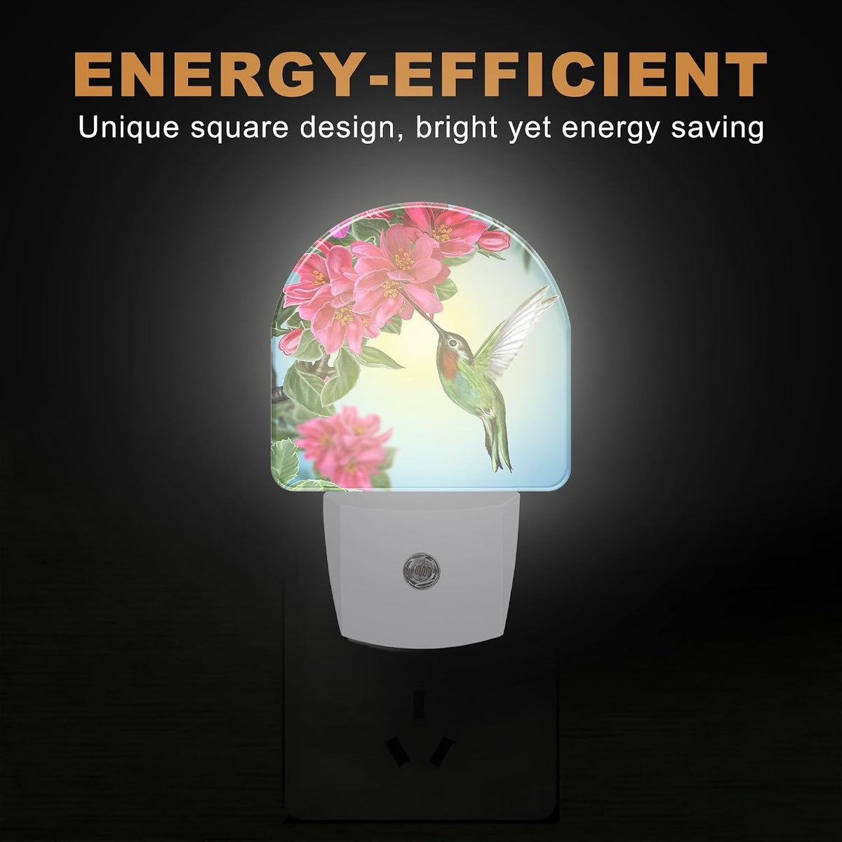 Night Lights Plug into Wall, Hummingbird with Flowers Night Light with Dusk to Dawn Smart Sensor for Bedroom Bathroom Hallway Kitchen, Led Nightlights for Boys Girls Women Men
