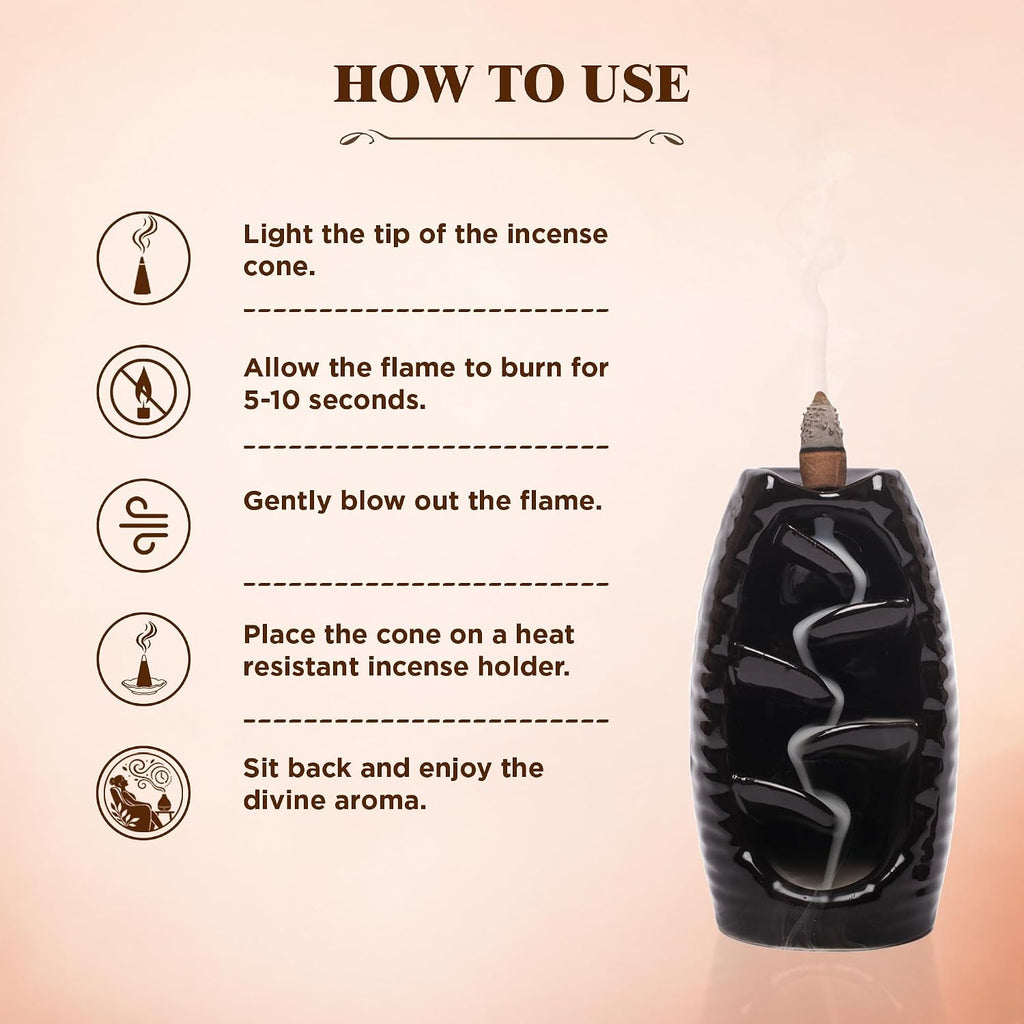 HEM Sandalwood Backflow Incense Cones – Pack of 40 Brown Cones | Long-Lasting Natural Aroma for Positivity, Cleansing & Relaxation | Wood Powder Aromatherapy for Stress Relief & Air Purification