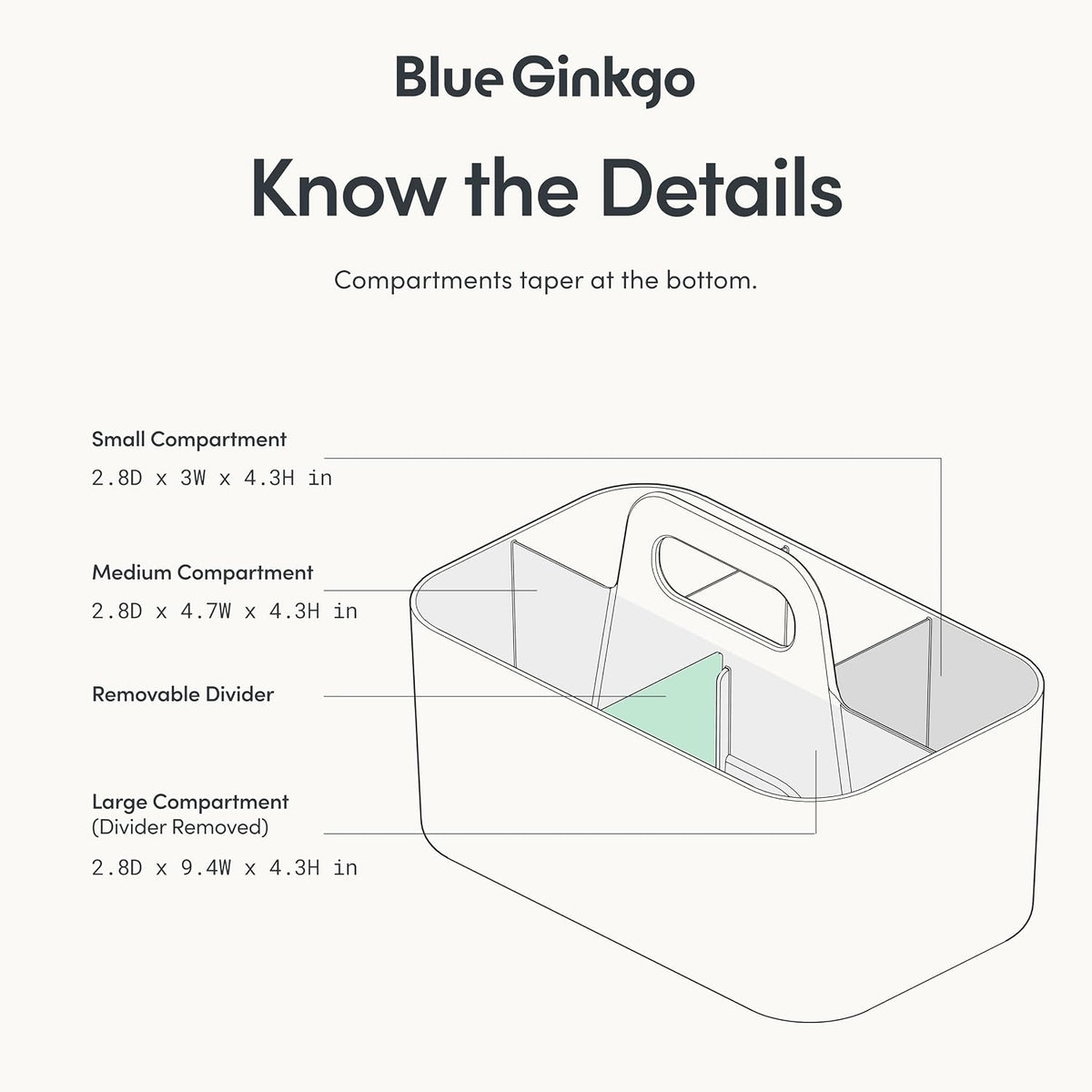 BLUE GINKGO Stackable Organizer Caddy, Rectangle, Dark Grey, Made in Korea