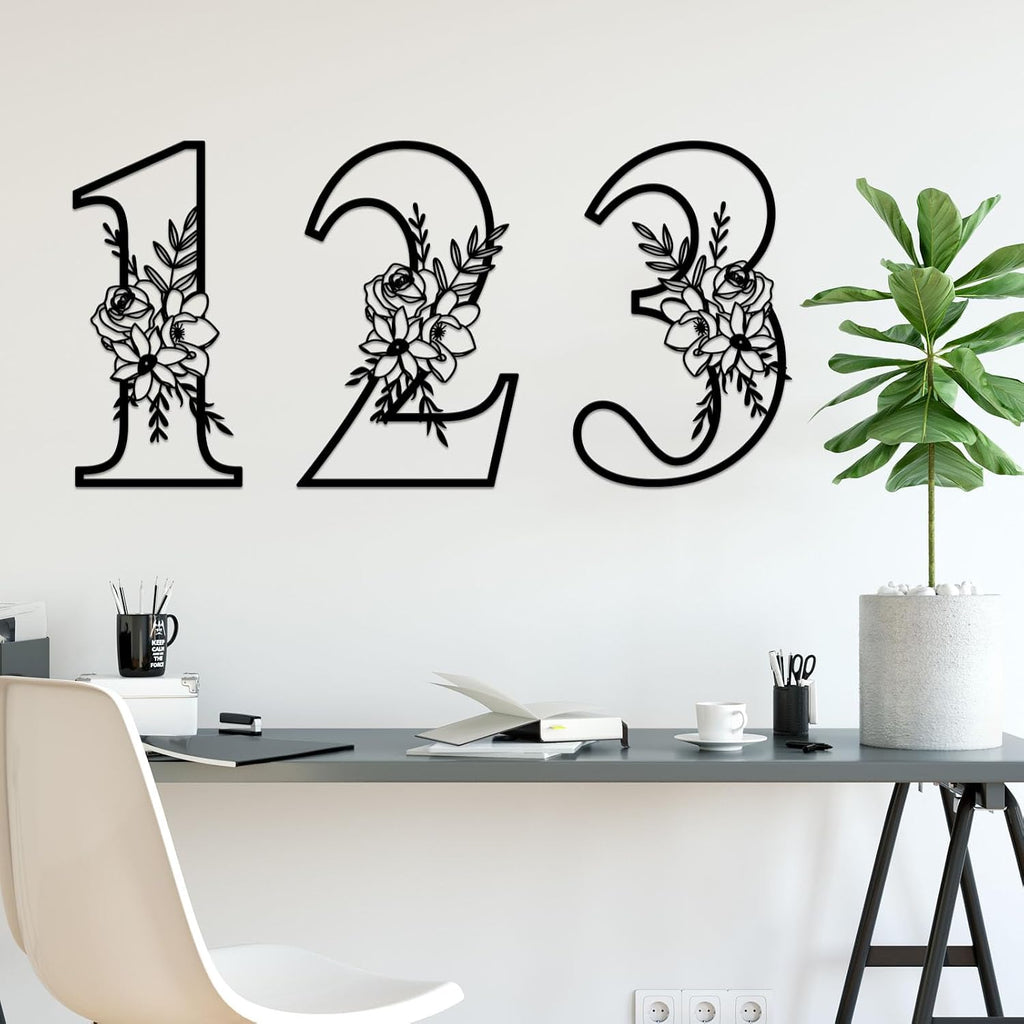 12 Inch House Numbers Metal Wall Decor, Floating House Numbers