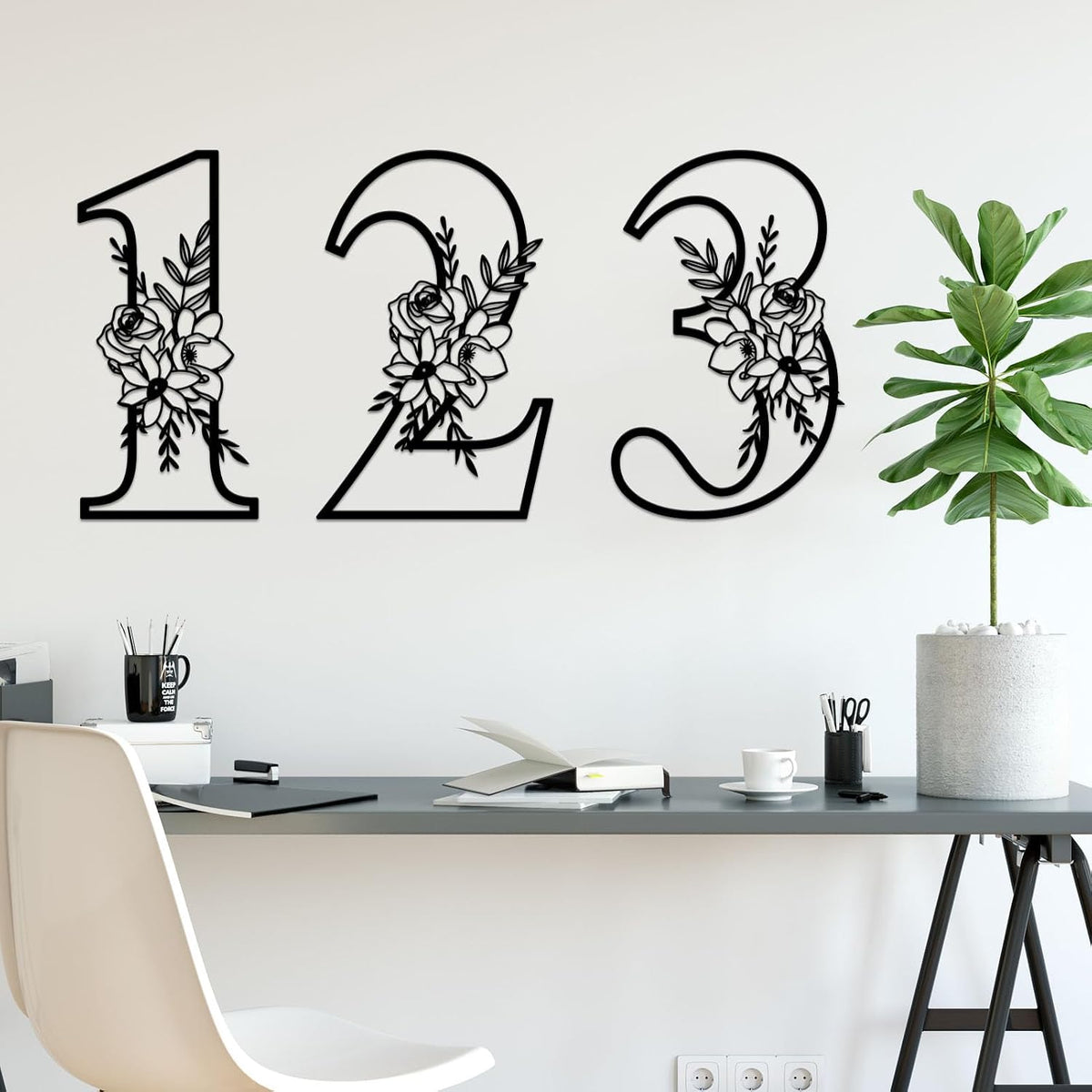 12 Inch House Numbers Metal Wall Decor, Floating House Numbers