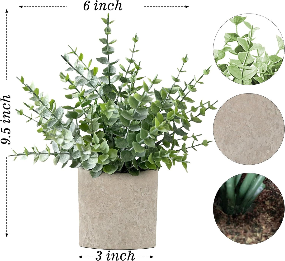 2 Pack Fake Plants Eucalyptus Potted for Home Office Bathroom Decor | Sage Green Frosted Artificial Plants, Pet and Kids Safe, Maintenance - Free Farmhouse Decor for Shelf Desk Bedroom Coffee Table