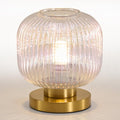 Colorful Glass Table Lamp,Vintage Gold Base Ribbed Bedside Lamp