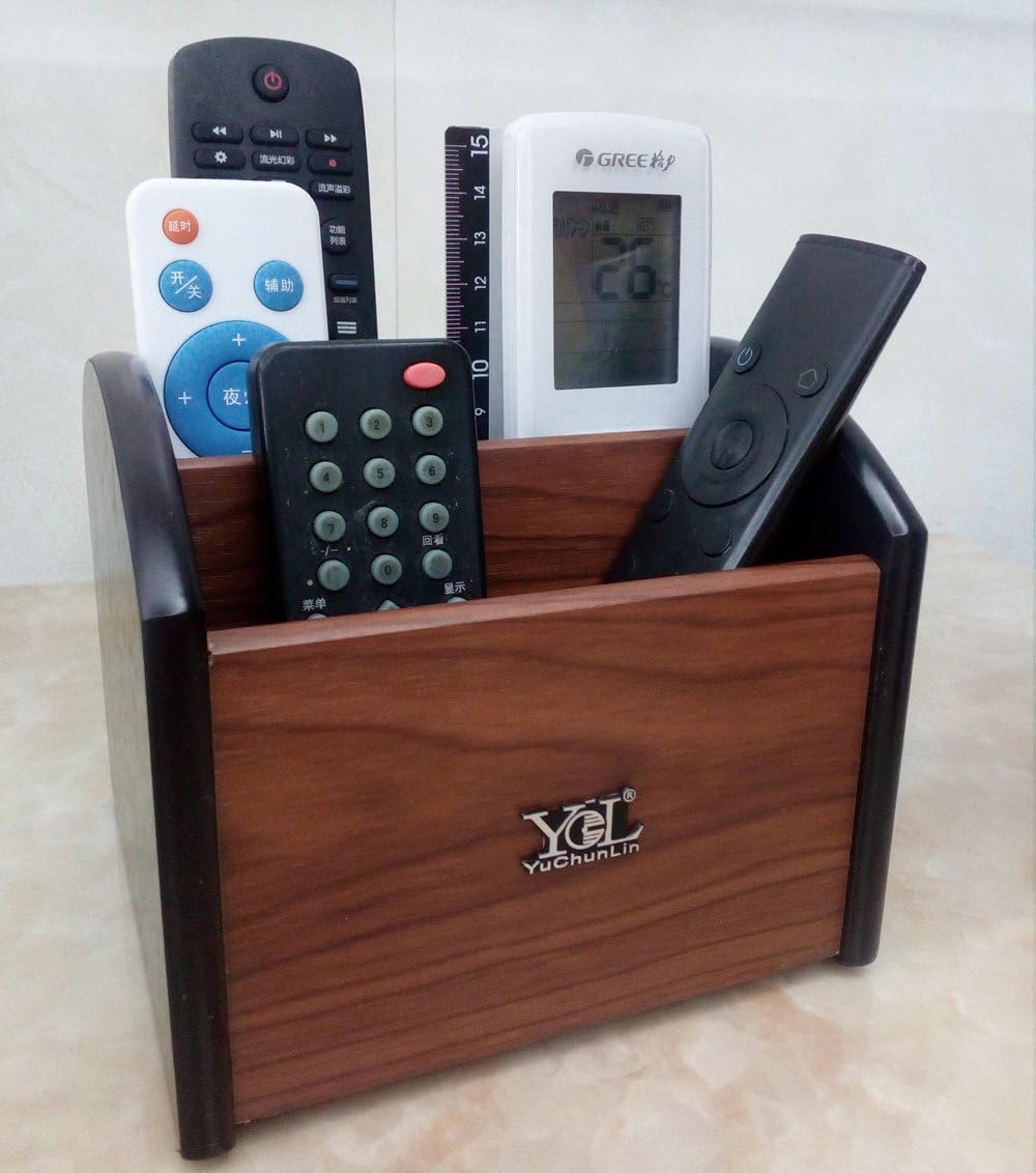 Rotating remote control holder, pen holder for desk,Wooden remote storage Organizer,TV remote control caddy@YCL872R Pen container