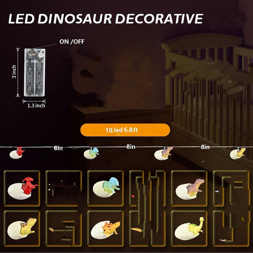 10Led Dinosaur Egg String Lights Battery Operated Dinosaur Lights String Realistic Looking Dino Light for Boys Bedroom Garden Patio Decoration