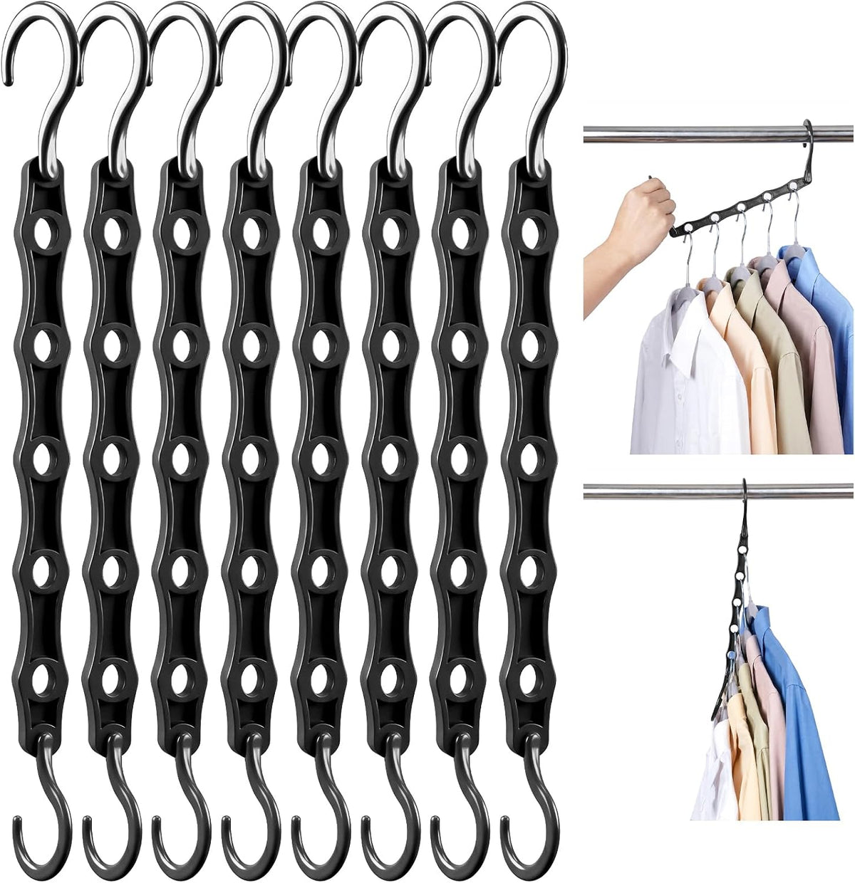 HOUSE DAY 10 Pack Closet Organizers and Storage with 5 Holes for Cascading