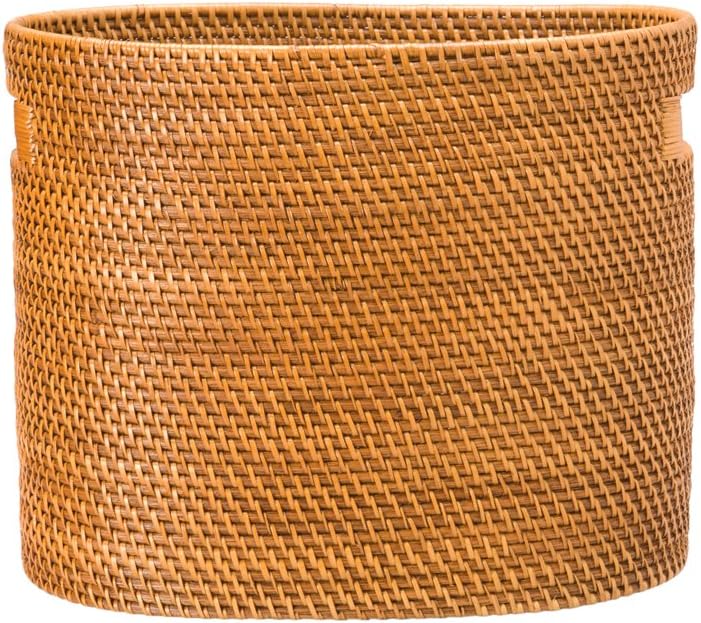 Kouboo Laguna Rattan Magazine Basket, Woven Book Organizer, Honey Brown