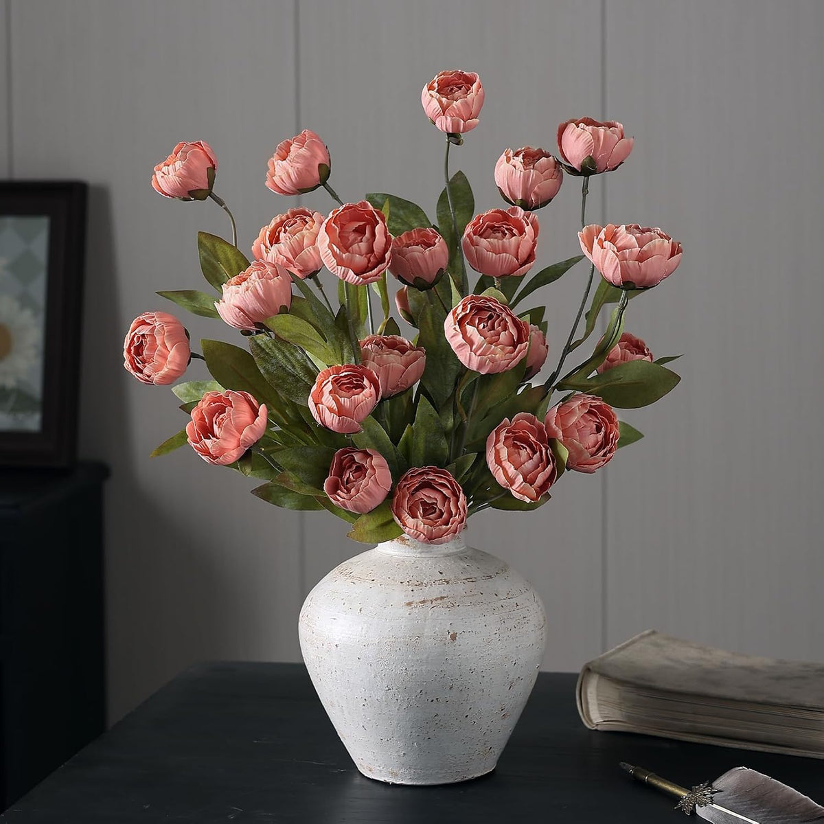 6 Pcs 27" Faux Silk Peony Artificial Flowers Stems for Vase (Dusty Pink)