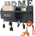 Rustic Wall Key Holder with Shelf & Hooks - Mail Organizer for Entryway | Wooden Key Rack for Keys, Coats, Dog Leash-Black