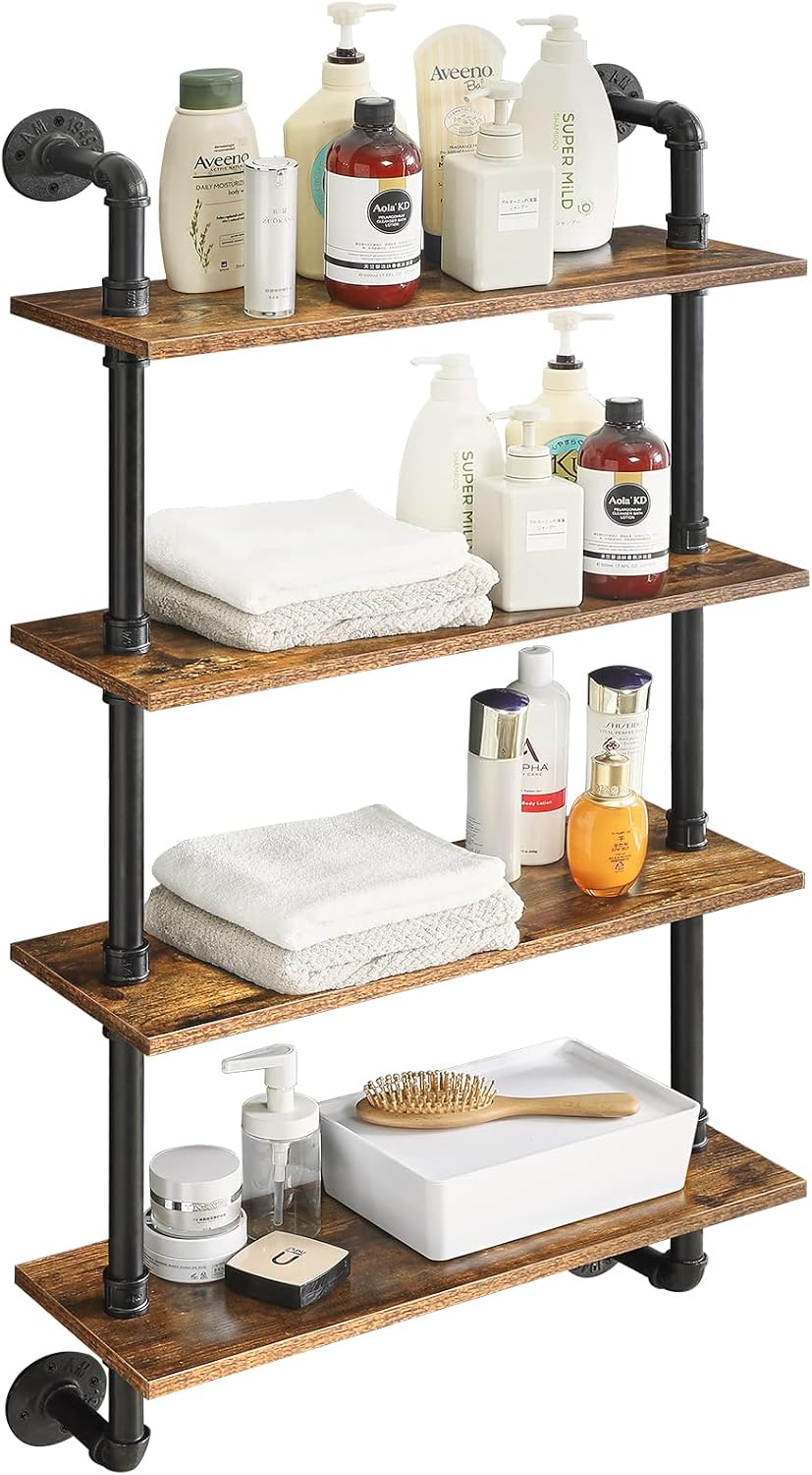YMYNY 4 Tier Wall Mounted Floating Shelf 50x23.6x7.87 Rustic Brown UHWS002H