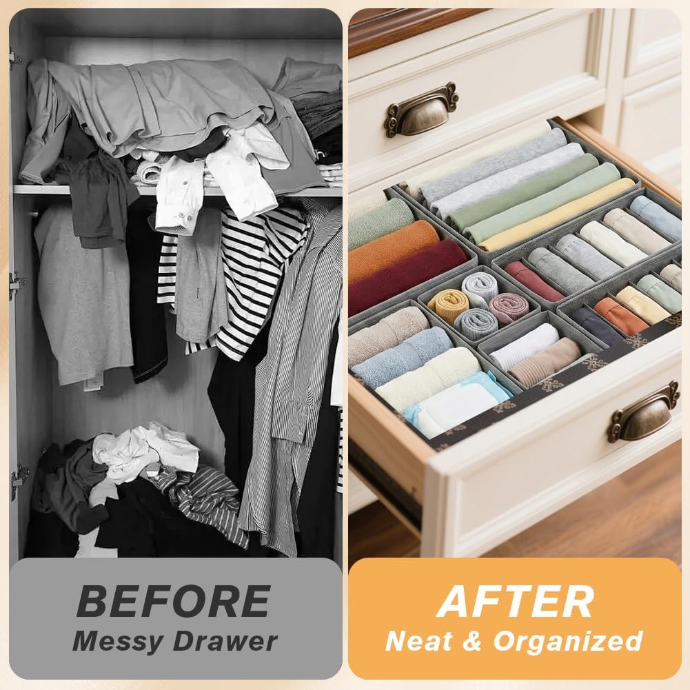 Drawer Organizer Clothes, 12 Pack Dresser Organizer for Nursery, Underwear, Sock - Foldable Closet Organization and Storage Dividers Bins for Baby Clothes