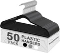 50 Pack Slim Plastic Clothes Hangers, Black