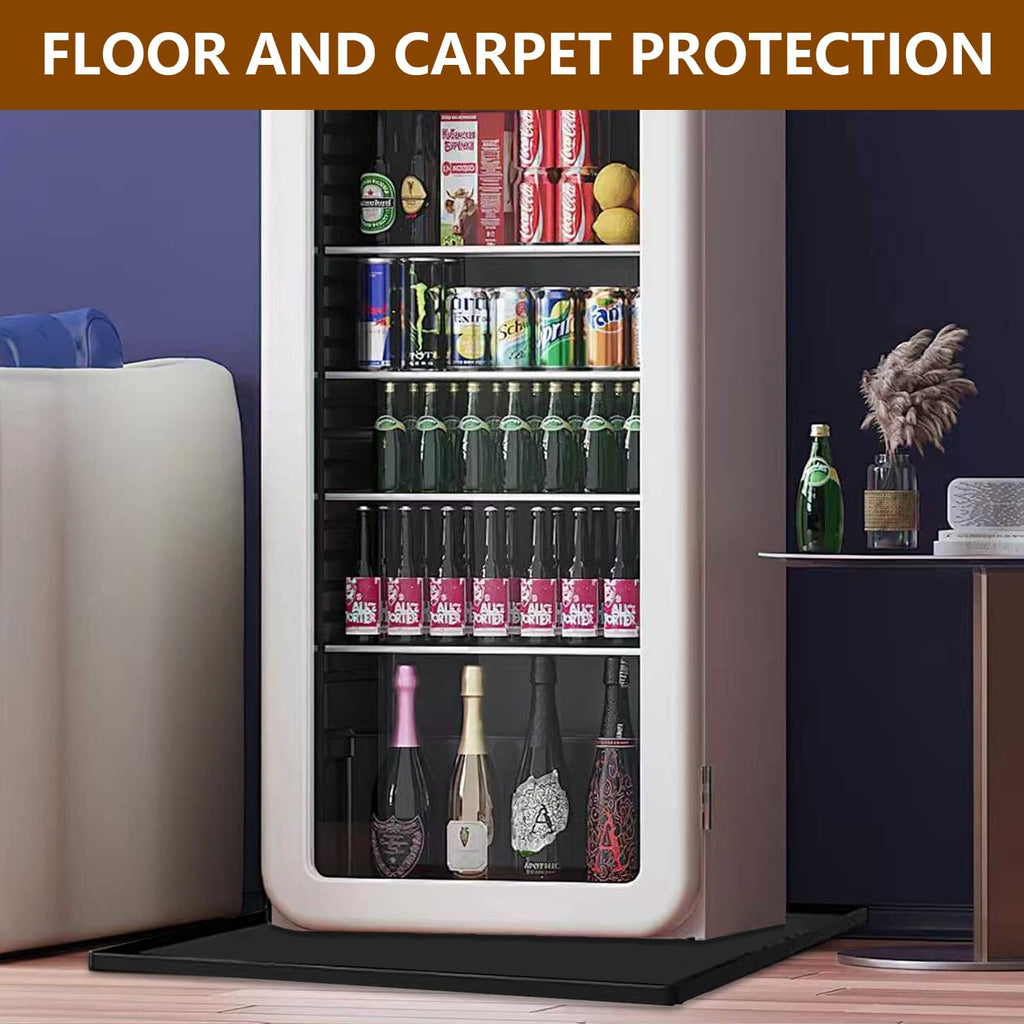 Mini Fridge Mat 19.7x19.7 Inch Leak Proof Under Fridge Mat, 0.78" High Raised Edge Drip Tray, Non-Slip Washable Appliance Mat to Shield Floors from Spills/Condensation, Black