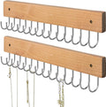 SCUNDA Wall Mounted Necklace Holder, Farmhouse Style Necklace Holder, Tangle Free Wall Jewelry Organizer with 28 Hooks(2 Packs,Natural)