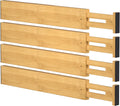 Bamboo Drawer Dividers, Adjustable Drawer Organizers, Fits 17.6–21" Drawers