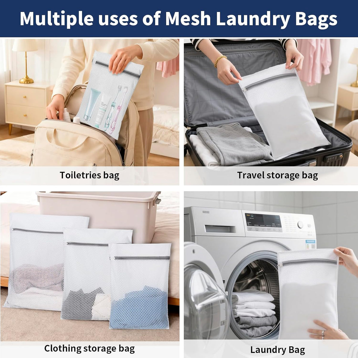 180L Laundry Bag Backpack with 3 Sizes Mesh Wash Bags and Shoulder Straps