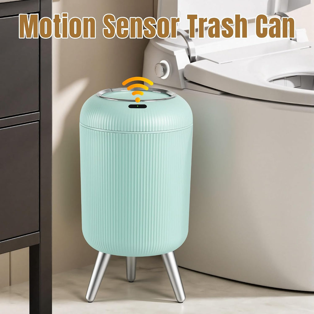 Touchless Sensor Bedroom Trash Can with Lid,Small Wastebasket(Blue)