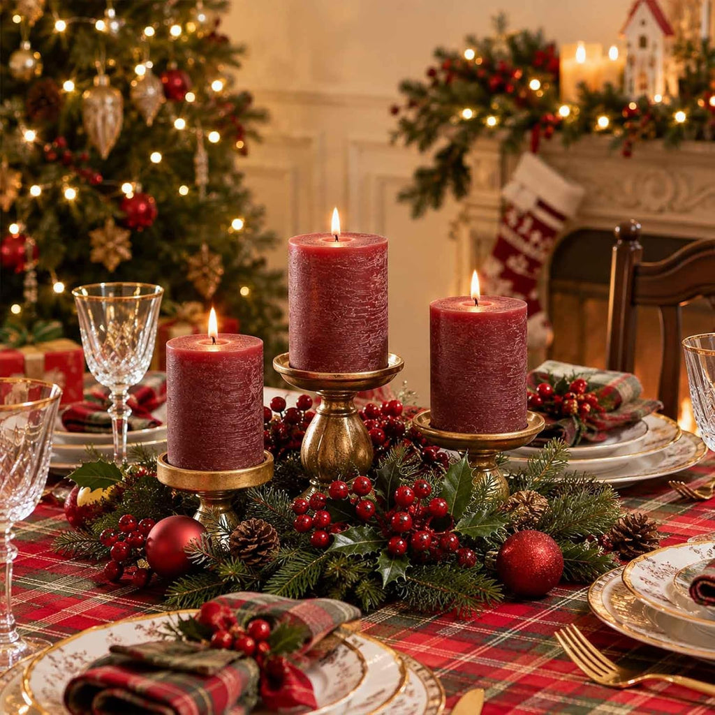 Red Pillar Candles 6 Pack, 2.8 x 4 Inch Unscented Soy Wax Candles