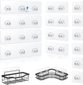 Shower Caddy Adhesive Replacement Hooks, Strong Waterproof Strips, No Drilling for Bathroom Shelves, Kitchen Racks, and Soap Holders (Transparent-14 Pack)