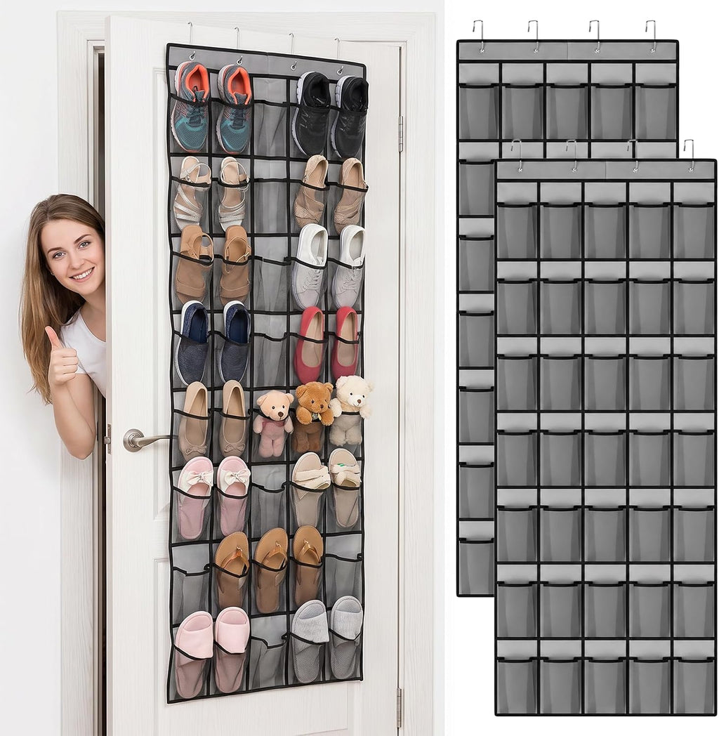 2 Pcs Over The Door Shoe Organizer, 80 Large Mesh Pocket Total