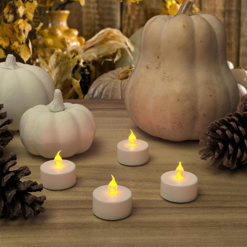ARORA Flameless Flickering LED Tea Lights Candles Pack of 12, Warm Yellow Votive Battery-Operated Candles for Wedding Anniversary Halloween Christmas
