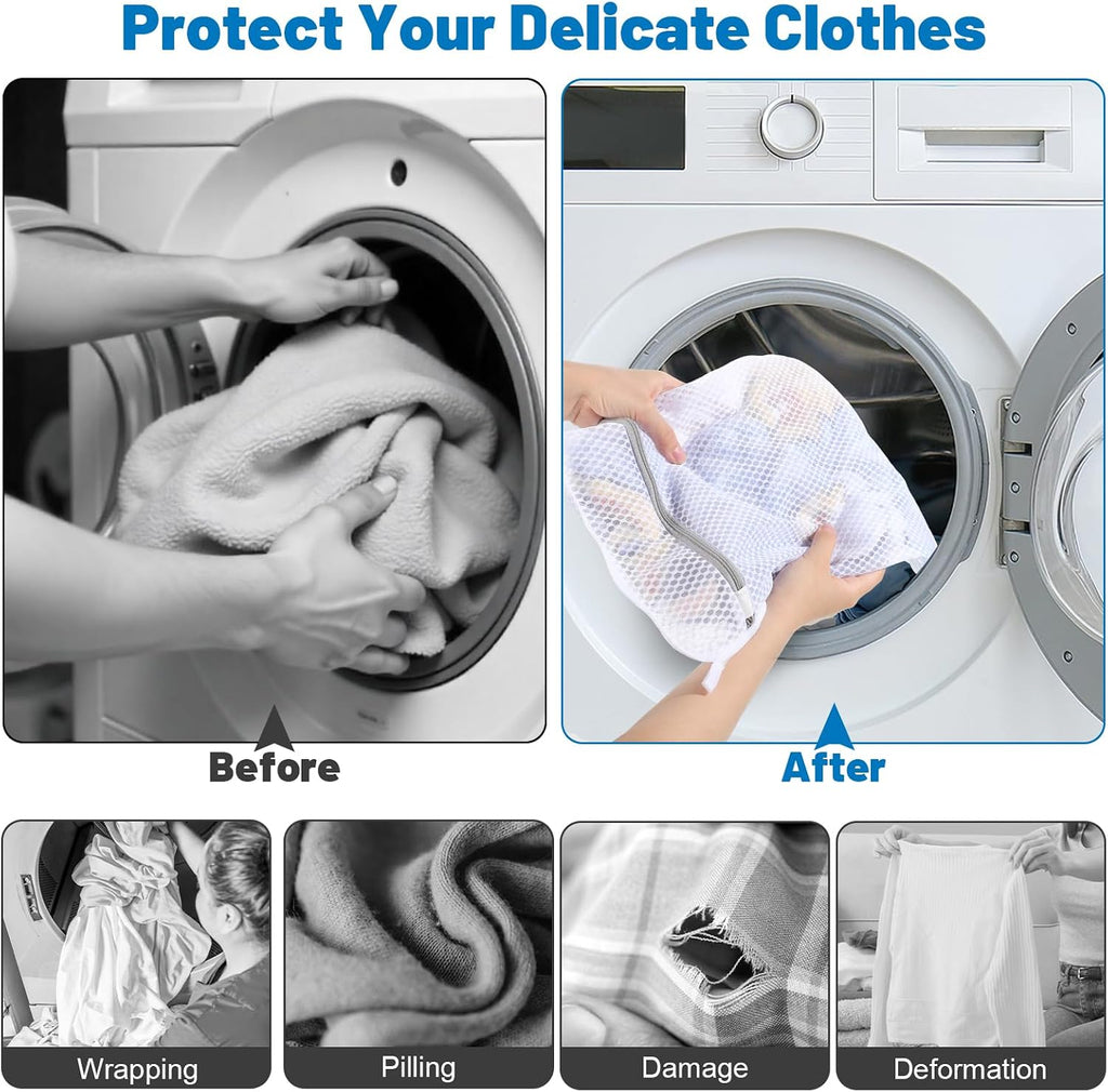 3-Pack Durable Honeycomb Mesh Laundry Bags for Delicates, M + L + XL
