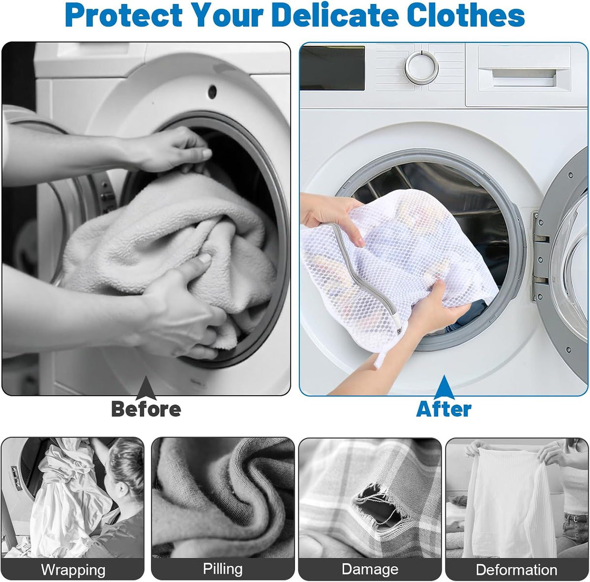 3-Pack Durable Honeycomb Mesh Laundry Bags for Delicates, M + L + XL